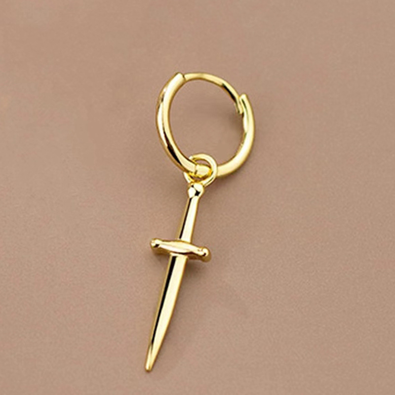 Vintage Personalized Hip Hop Sword-shaped Titanium Steel Earrings