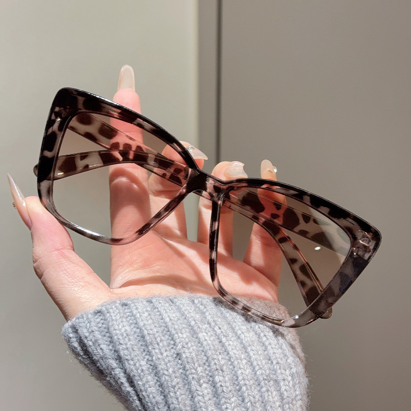 Versatile Slimming High-grade Sunglasses Large Frame Plain Glasses - Image 9