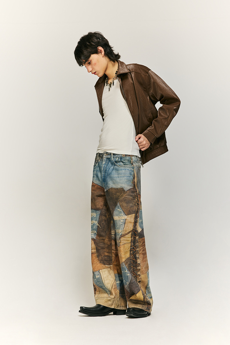 Title 2, Vintage Patch Digital Printing Jeans Pure Cotto...