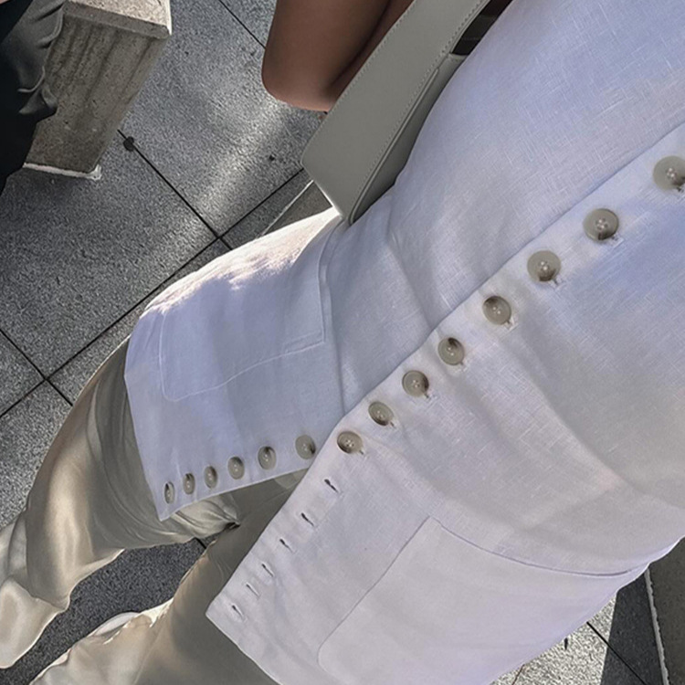 Elegant Round Neck Sleeveless Shirt Single Breasted Vest Jacket