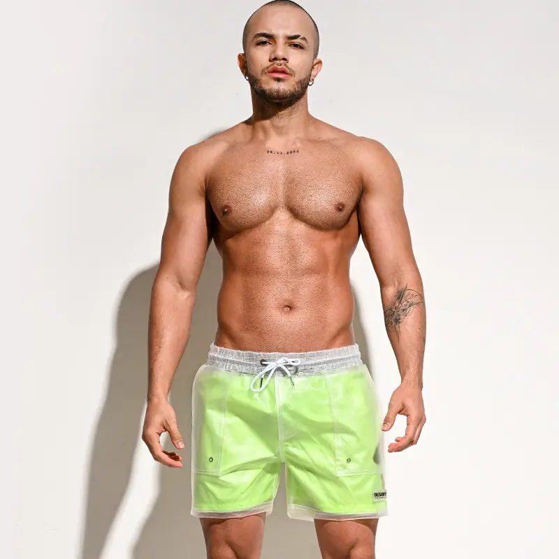 Men's Loose Beach Pants Casual Sexy Transparent Shorts Vacation