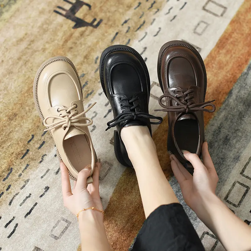 Versatile Soft-soled British-style Lace-up Leather Shoes