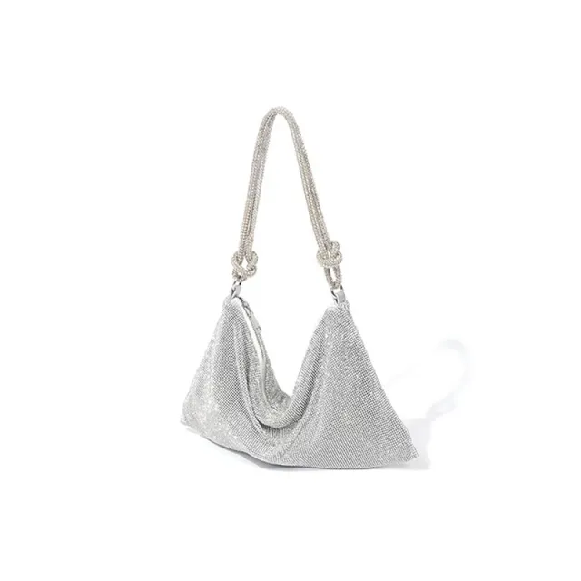 Women's Diamond Tote Dinner Rhinestone Underarm Bag Silver - Shop at LoveMi