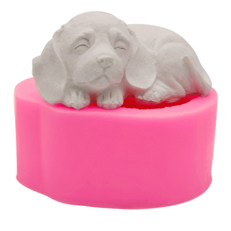 Title 3, Sleep With Face Down Puppy Shape Silicone Mold