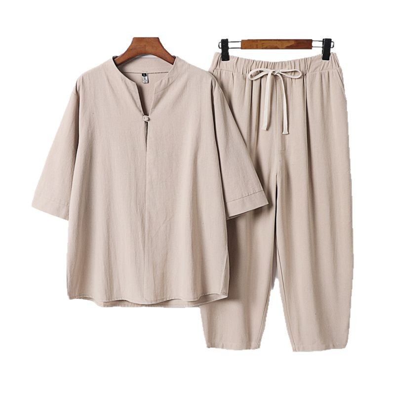 Men's Plus Size Loose Chinese Style Lay Buddhist Clothes Suit - Image 5