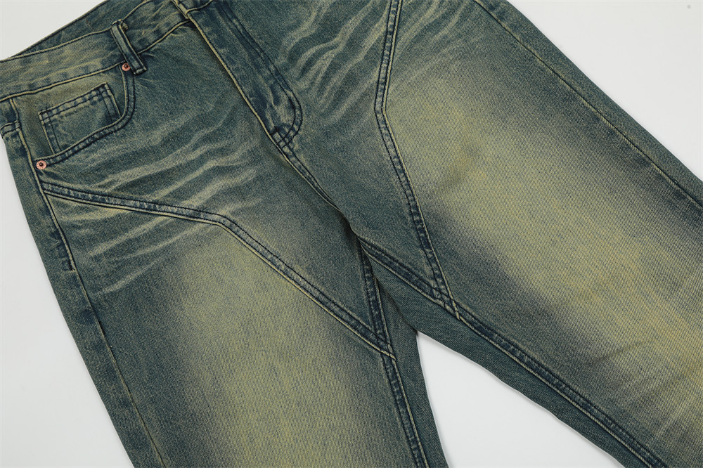 Washed Contrast Color Skinny Jeans For Men