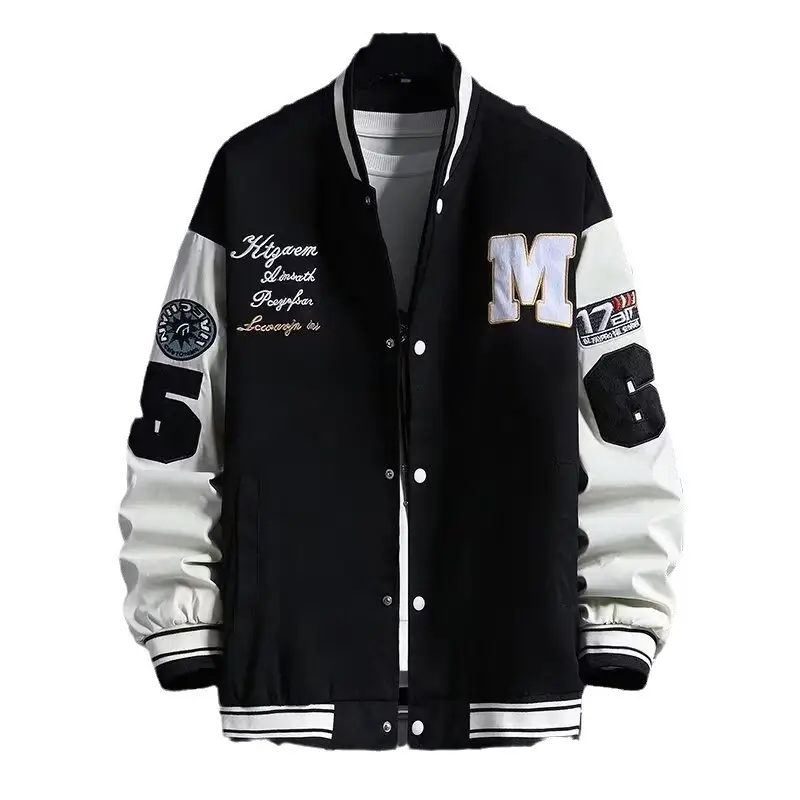 Men's Baseball Jacket Fashion Casual Letter Number Print Button-down Tops Streetwear Clothing