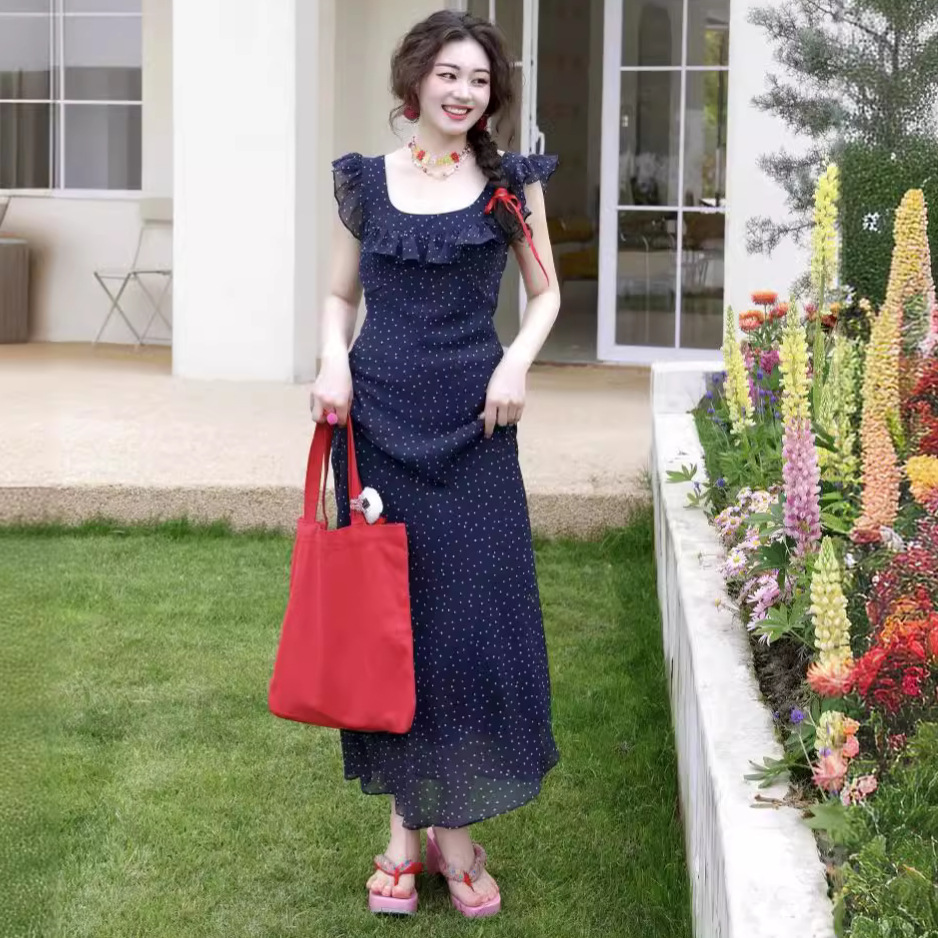 Fashion Polka Dot Flying Sleeves Dress Women