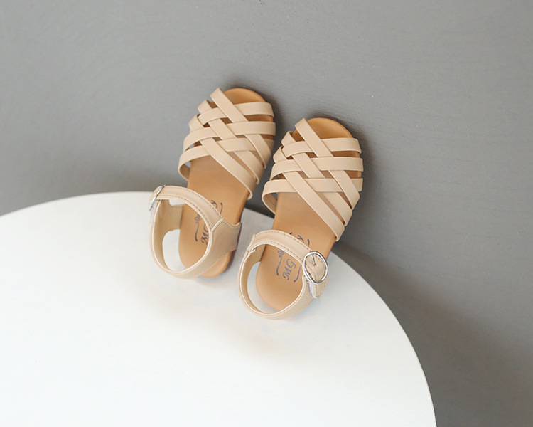 Title 5, Kids Buckle Toe Soft Sole Woven Sandals