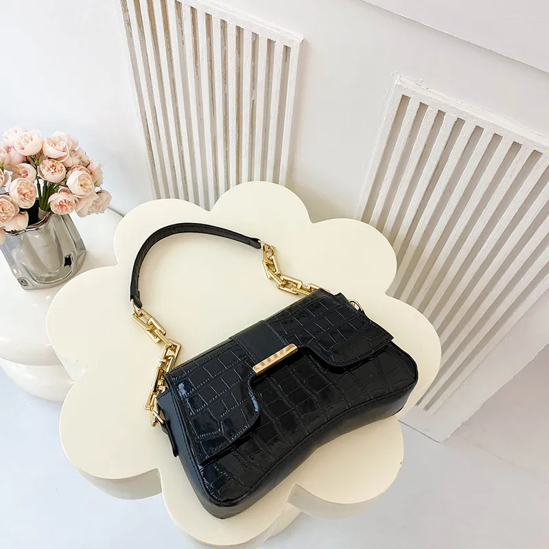 Simple Crossbody Shoulder Small Square Bag - Black