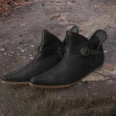 Women's Fashion Belt Buckle Ankle Boots - Black - View 1