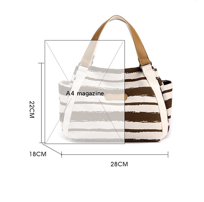 Outdoor Fashion Canvas Large Capacity Striped One-shoulder Storage Handbag — foto 13