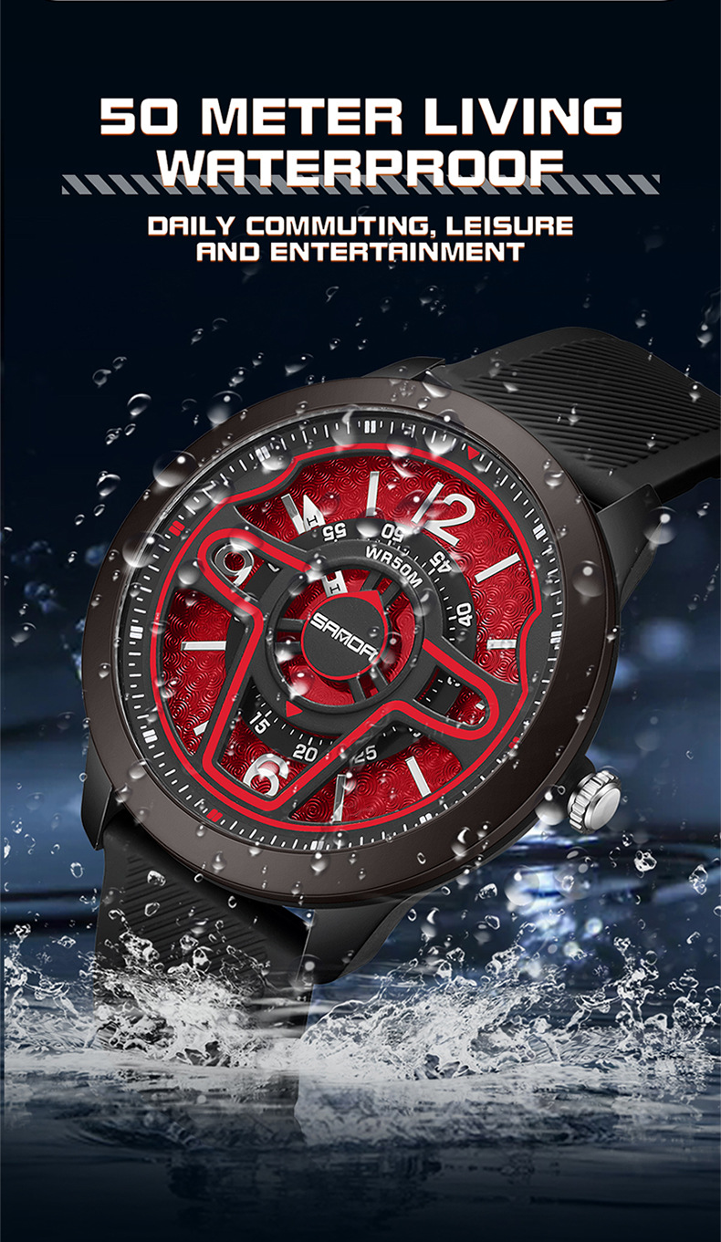 Sanda 9023 Creative Steering Wheel Quartz watch for Men