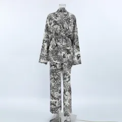 Skin-friendly Design Printing Long Sleeve Nightgown Women's Suit - Printing - View 1