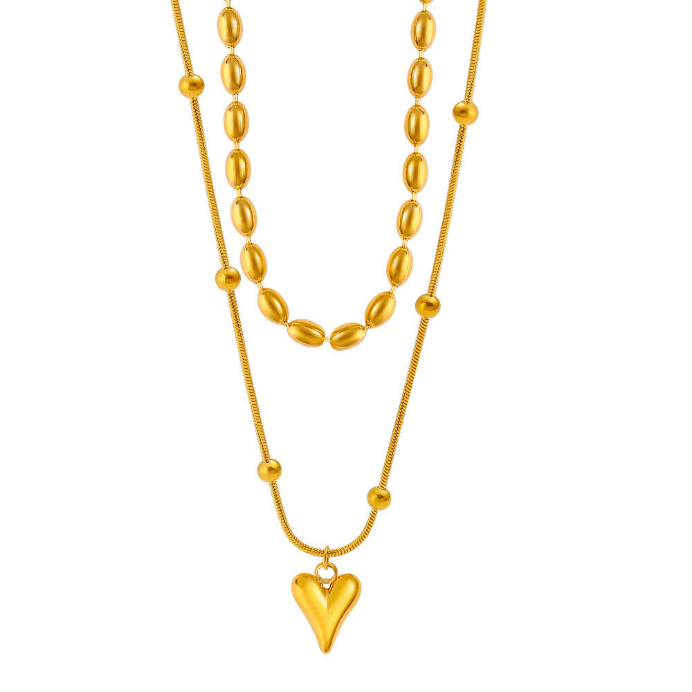 Trendy Light Extravagant Love Heart Pendant Double Layer Twin Necklace