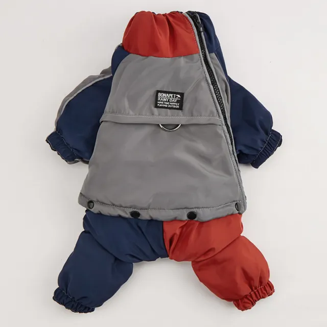 Pet Winter Color Matching Cotton padded Clothes Dog Medium Large Dog Warm And Comfortable Red And Blue - Shop at LoveMi