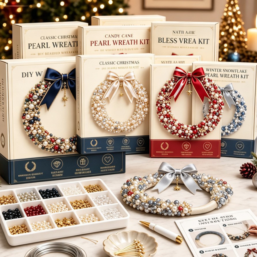 Christmas handmade beaded garland (christmas wreath)