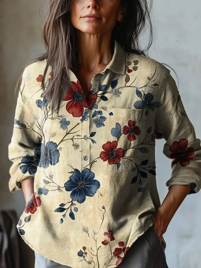 Summer Women's Fashion Printed Long sleeved Shirt Style12 S - Shop at LoveMi