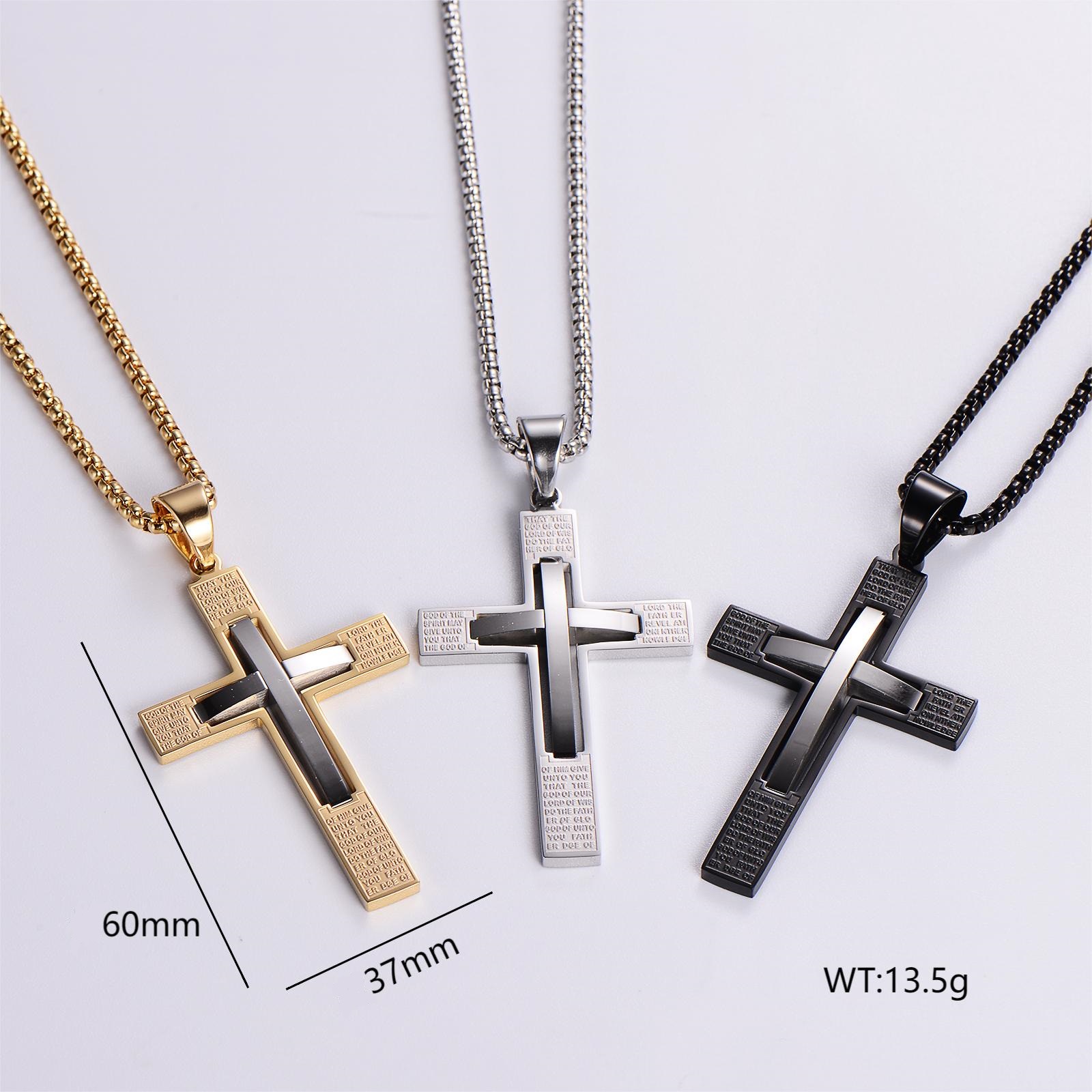 Retro Personalized English Cross Stainless Steel Pendant