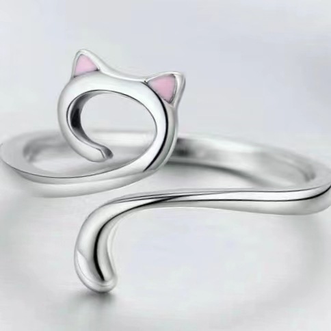 Hollow Simple Oil Dripping Cat Ring