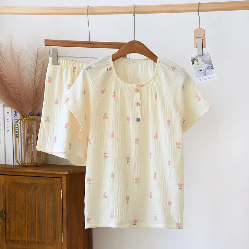 Womens Cotton Shorts And Short-sleeve Pajamas