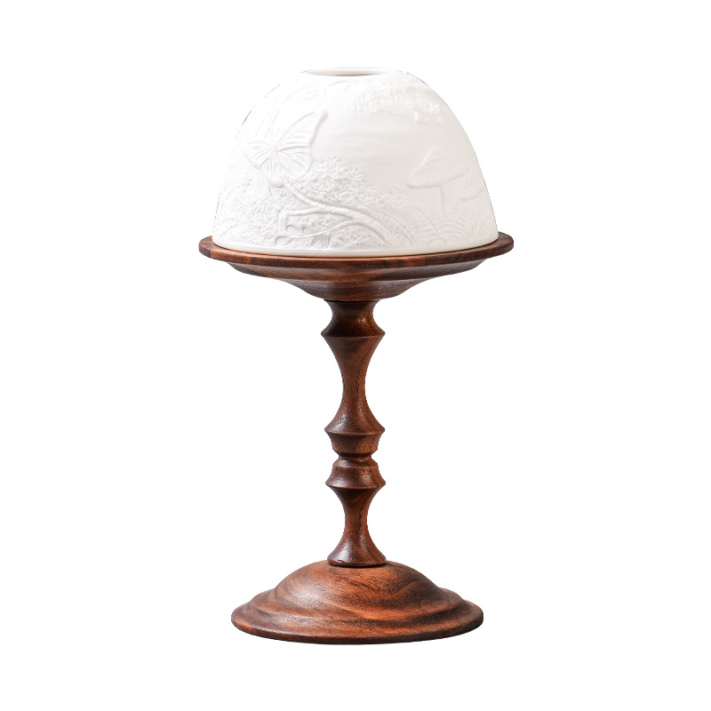 Walnut Candle Holder with Lampshade