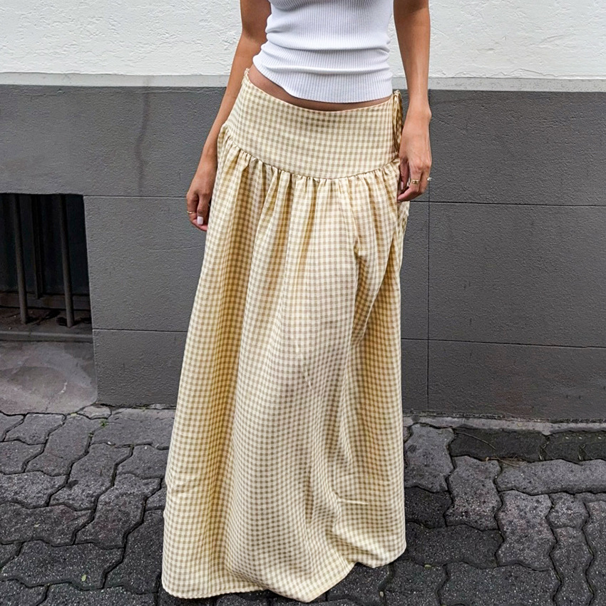 Pleated Straight Long Skirt Womens Skirt