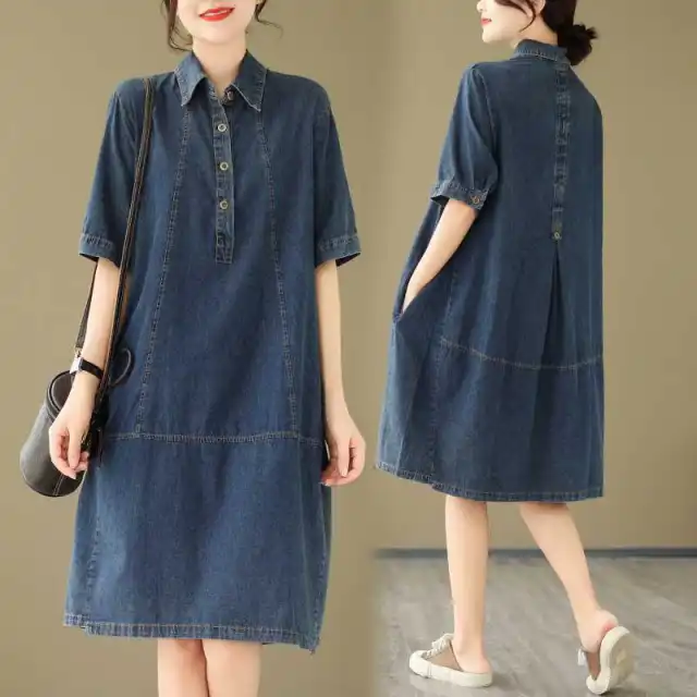 Solid Color Denim Dress Women - Shop at LoveMi