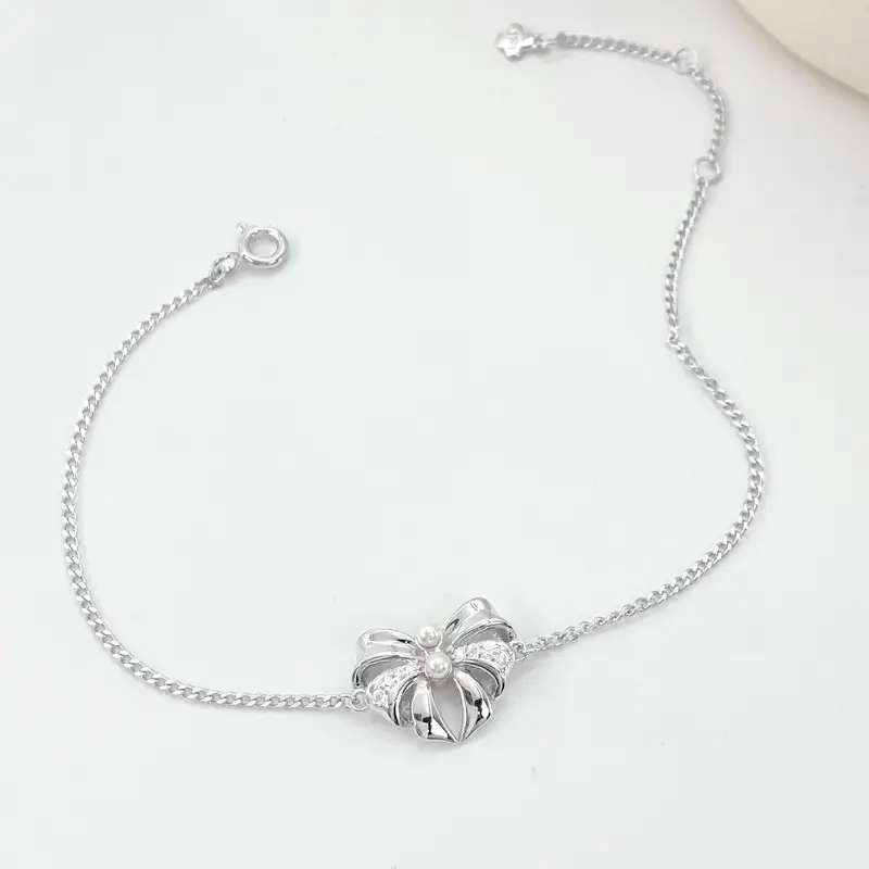 S925 Sterling Silver Light Luxury High-end Bow Bracelet For Women