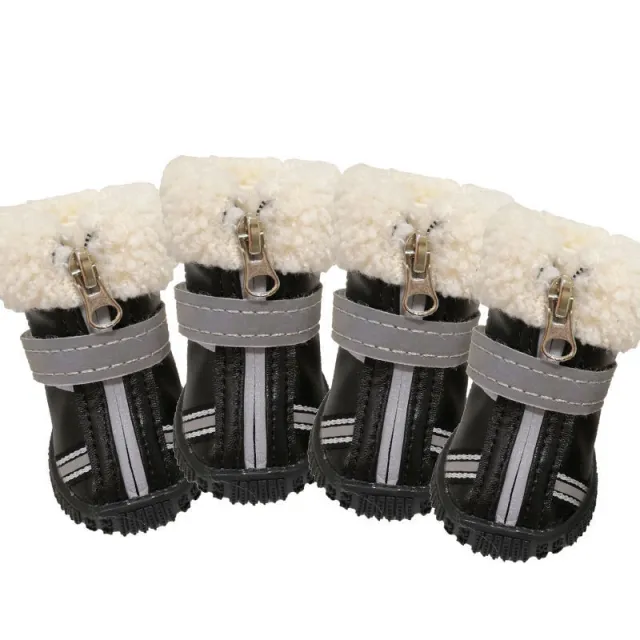 Puppy Waterproof Warm With Velvet Non slip Wear resistant Winter Snow Boots Black - Shop at LoveMi