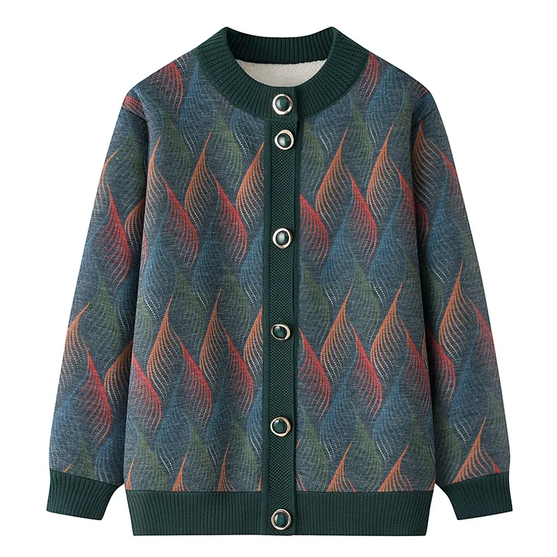 Female Fleece-lined Thick Warm Sweater - Blue