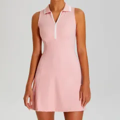 Outdoor Golf Tennis Lapel Sports Dress Women - Pink - View 1