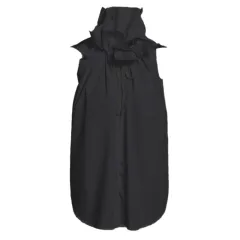 Stand Collar Loose Shirt Women's Summer New Sleeveless Shirt - Black - View 1