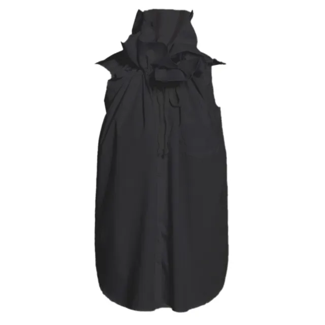 Stand Collar Loose Shirt Women's Summer New Sleeveless Shirt Black - Shop at LoveMi