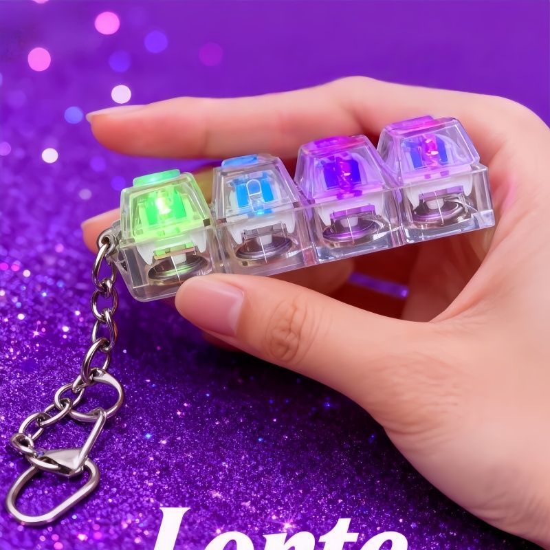 Creative Stress Relief Keychain With Glowing Transparent Keycaps