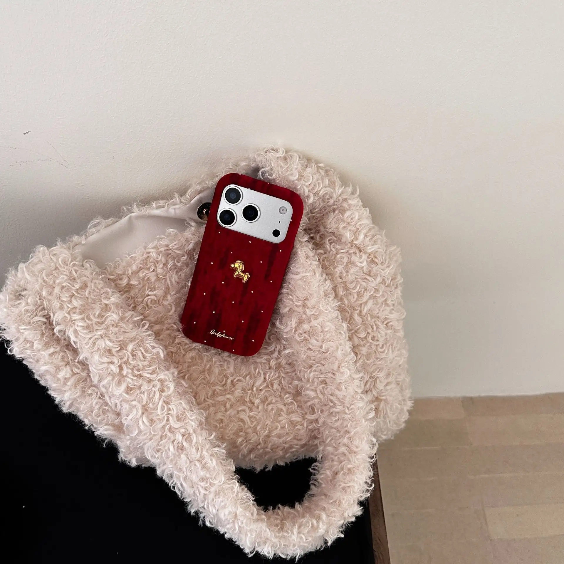 Suitable For New Year Red Starry Velvet  Phone Case