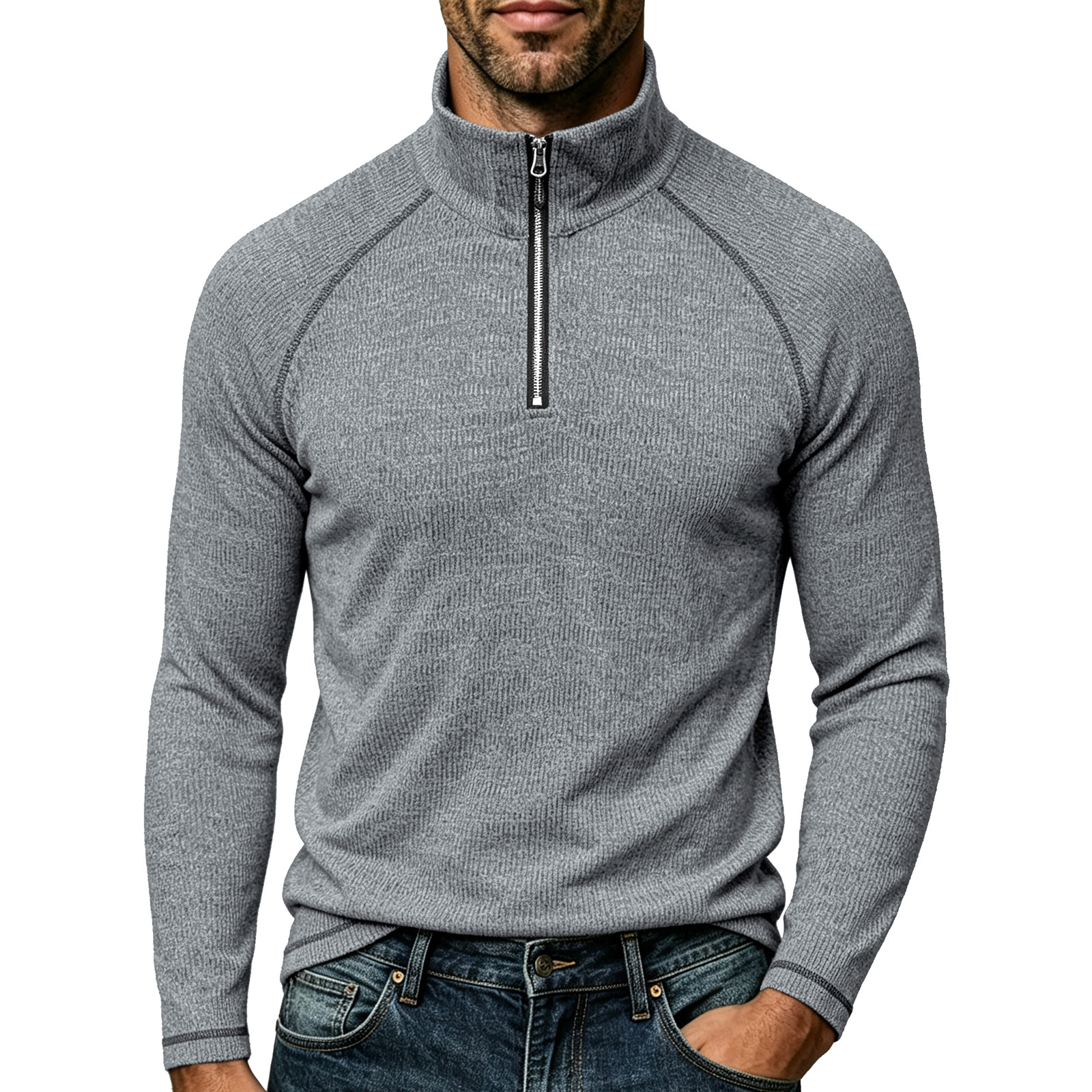 Men's zip-up turtleneck top