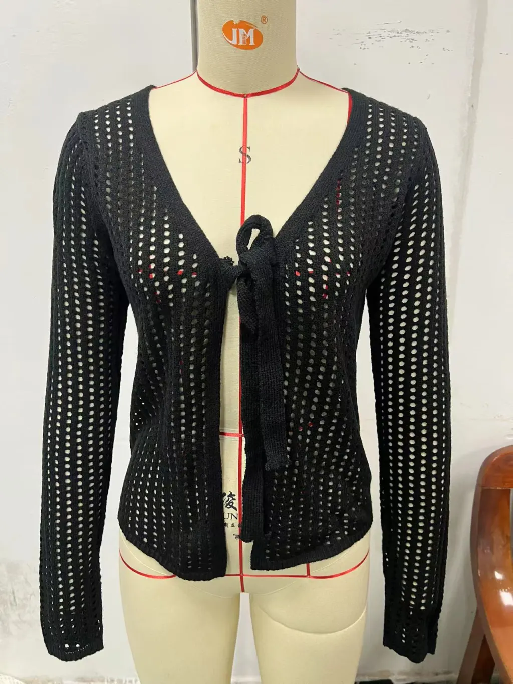 Sexy Knitted Hollow Beach Bikini Swimsuit Outwear Sun Protection Shirt - Black