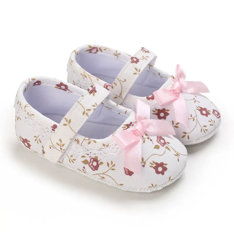Baby Girl Shoes Soft-Soled Princess Flower Design