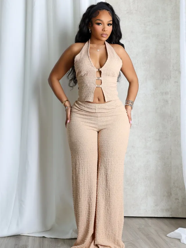 V neck Tube Top Sexy Fashion Set Apricot - Shop at LoveMi