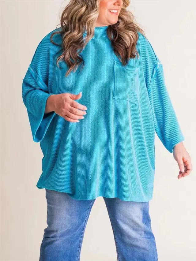 Women's Loose Casual Long Sleeves T shirt Blue - Shop at LoveMi