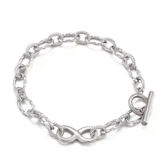 Peach Heart Stitching Chain Hollow Heart Stainless Steel Bracelet - Kb149757Z - View 1