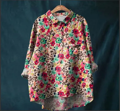Bamboo Linen Printed Fashion Polo Collar Shirt Xl24053 Hyh58 L - Shop at LoveMi