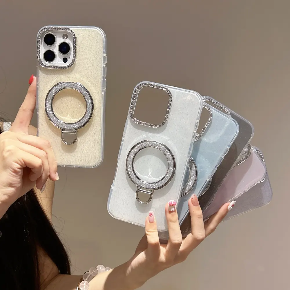 Epoxy Gradient Glitter with Rotating Bracket Mobile Phone Cases