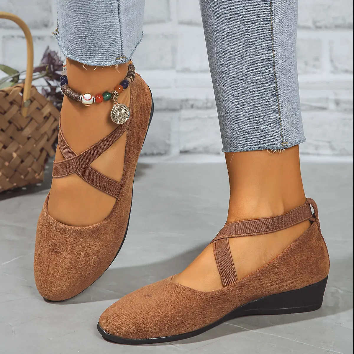 Pointed Toe Wedge Sports Casual Shoes For Women