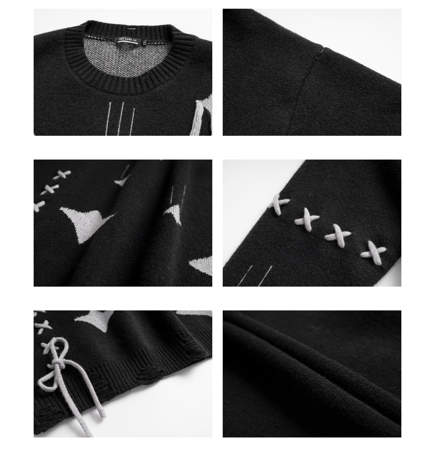 Lace Loose Round Neck Knitted Ripped Sweater