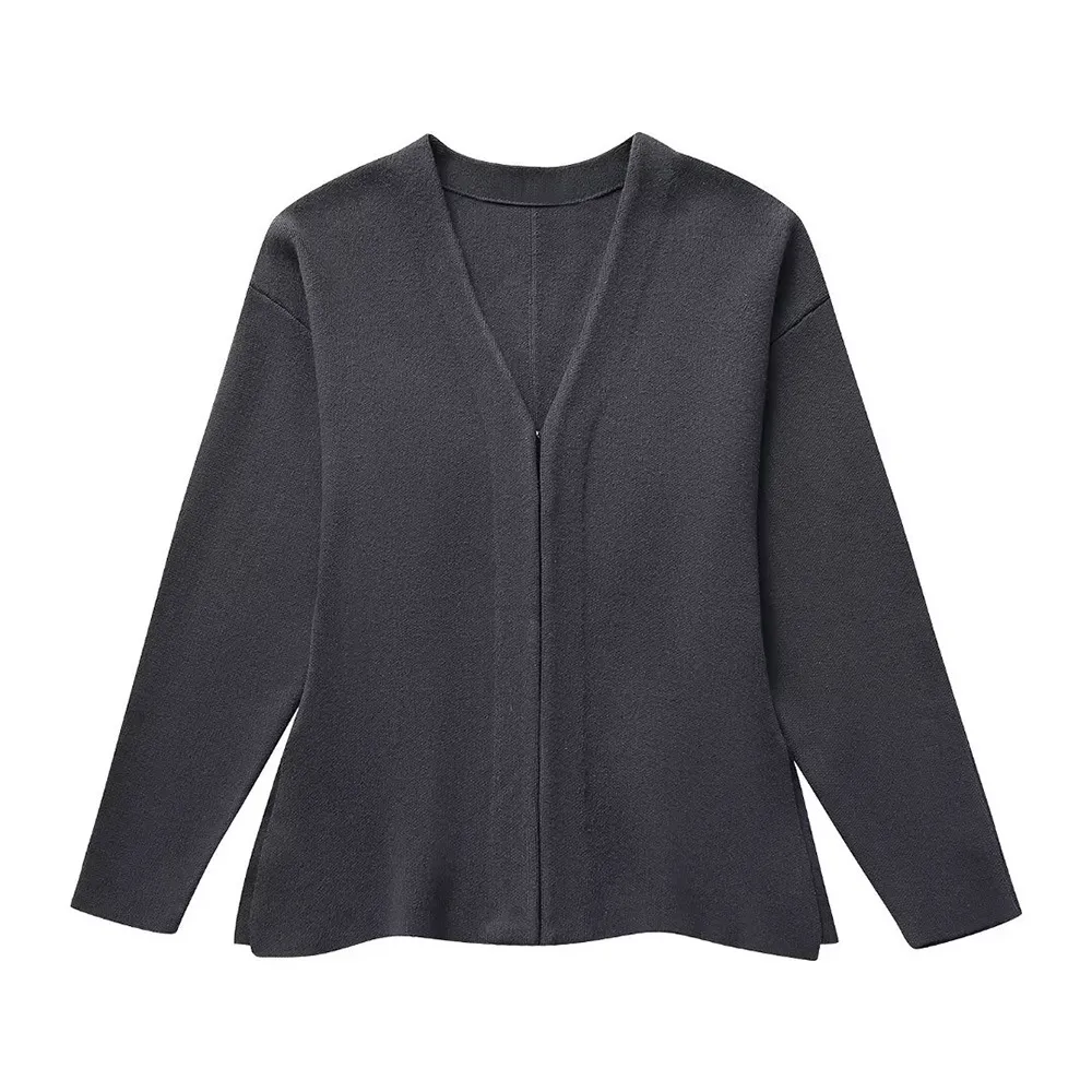 Women's Cross-border Loose Sleeves Knitted Coat With Short Skirt - Dark Gray Top