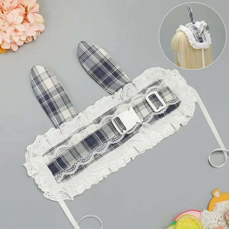 Ancient Early Pastoral Style Subculture Retro Plaid Release Buckle Hair Band