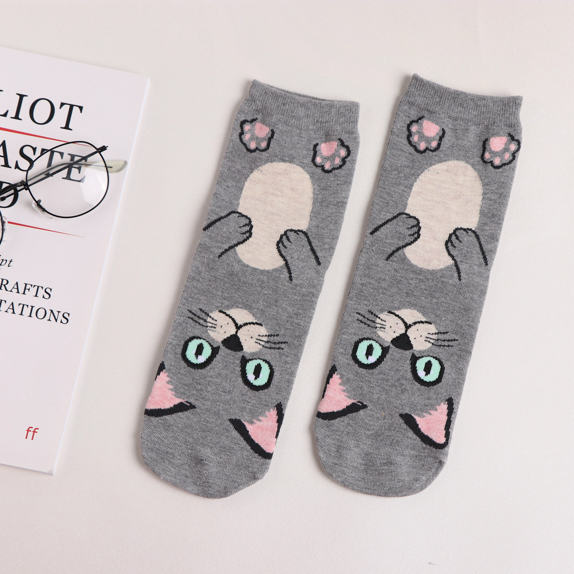 Straight Socks Animal Cute Female  Cat Cotton Comfortable Tube Socks
