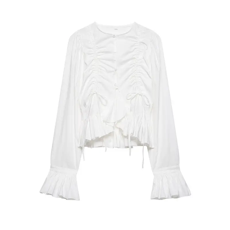 Fashionable Simple Versatile Flared-panel Shirt Top